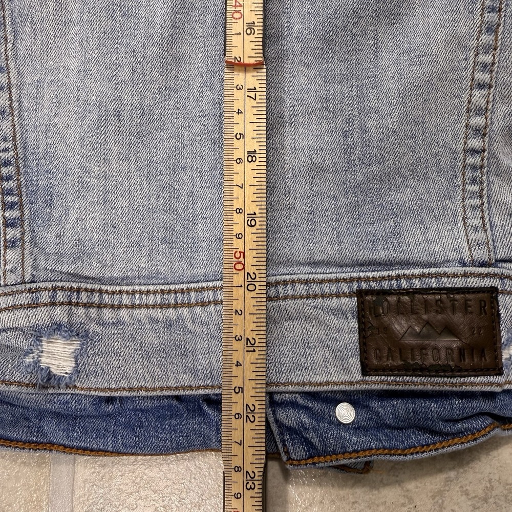 Hollister Denim Jacket Hoodie Women Xs Distressed Y2K Grunge - Picture 12 of 13